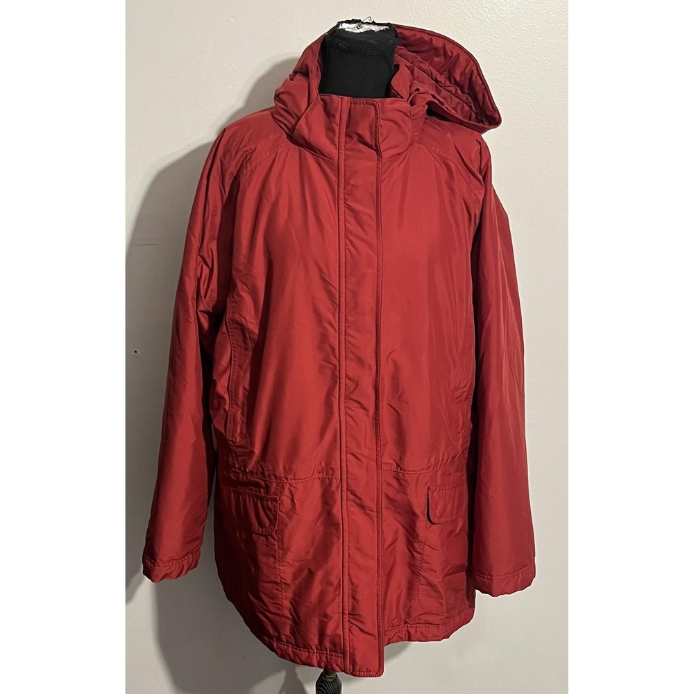 LL‎ Bean Jacket Mens XL Red Thinsulate Hooded Parka Coat Quilted Insulated